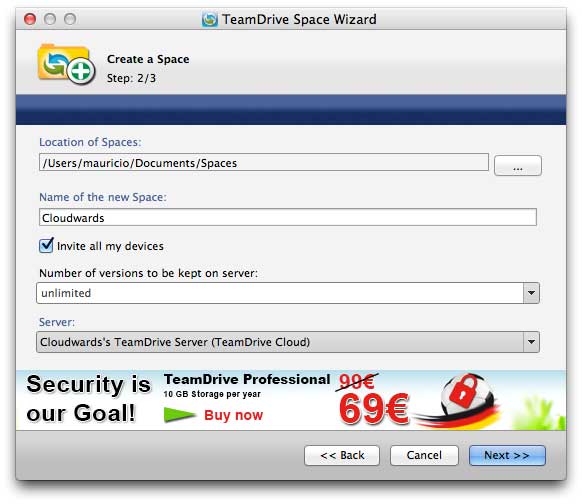 Creating a shared space with TeamDrive